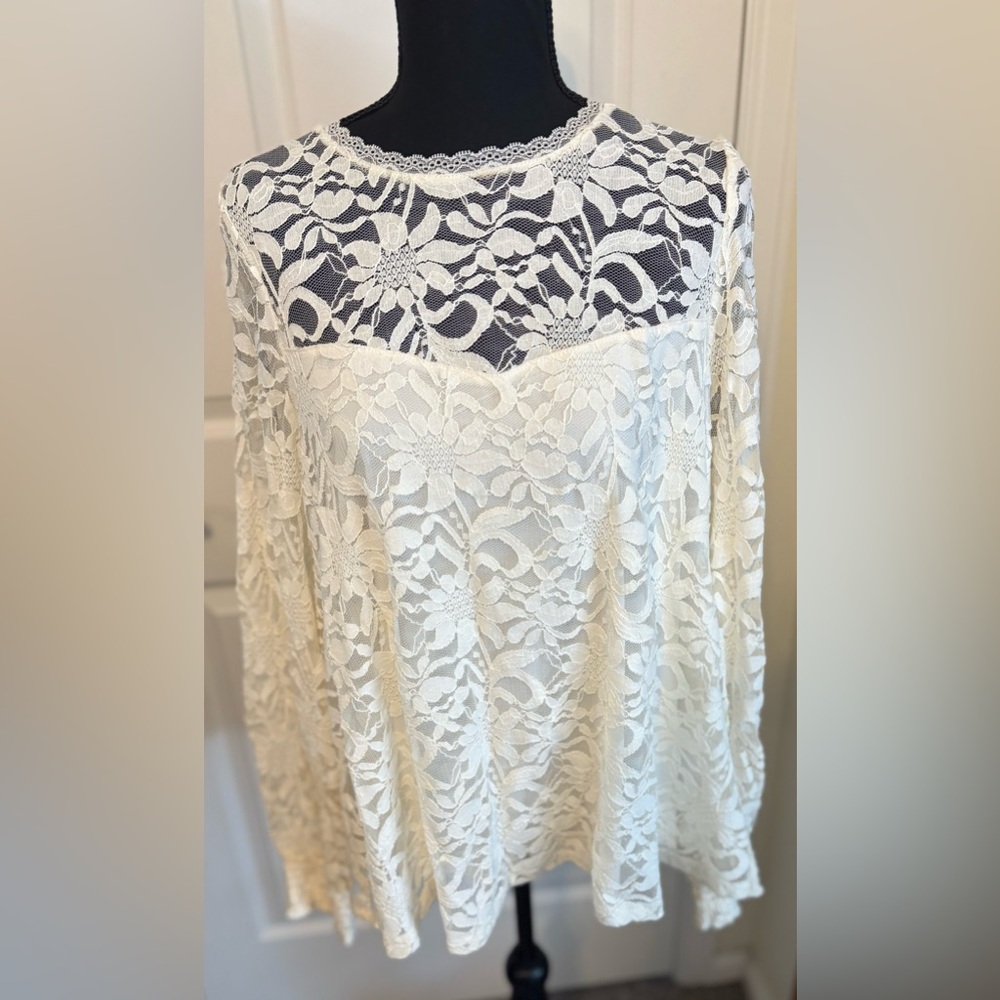 Torrid Cream Lace Blouse